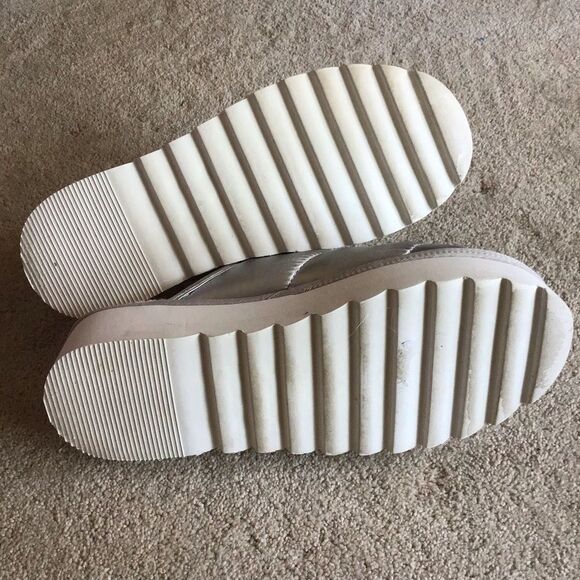 Anthropologie Maeve Silver puffy platform slide slippers - Picture 7 of 8